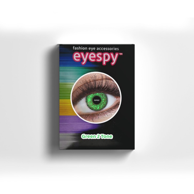 2  Tone Green lenses with Eyecasions multi purpose solution with storage case