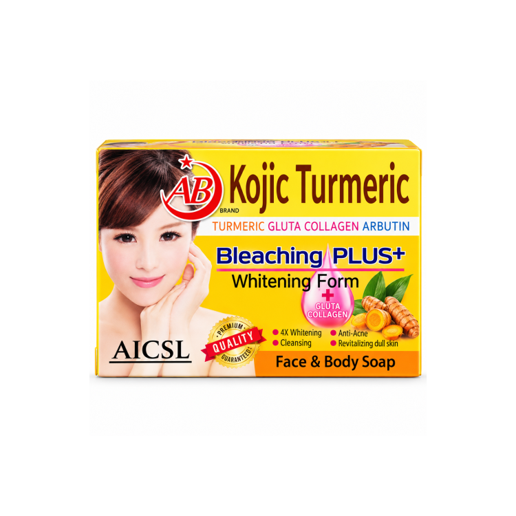 AB Kojic Turmeric Bleaching PLUS+ Whitening Form Face & Body Soap 