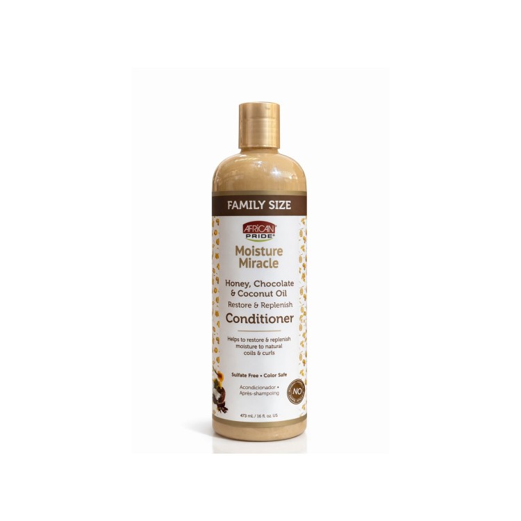 AFRICAN PRIDE MOISTURE MIRACLE HONEY, CHOCOLATE & COCONUT OIL RESTORE &REPLENISH CONDITIONER 473ML