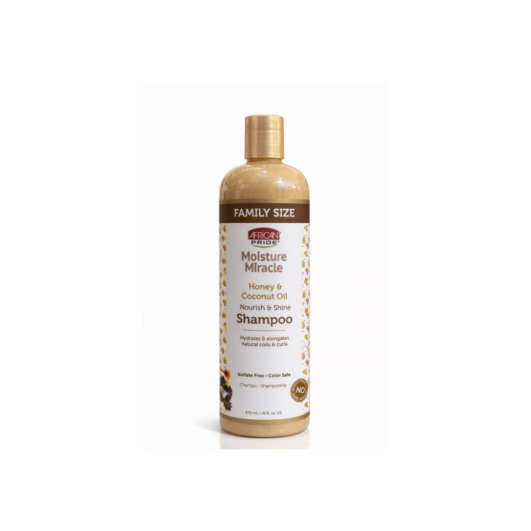 AFRICAN PRIDE MOISTURE MIRACLE HONEY, CHOCOLATE & ONUT OIL RESTORE &REPLENISH SHAMPOO 473ML