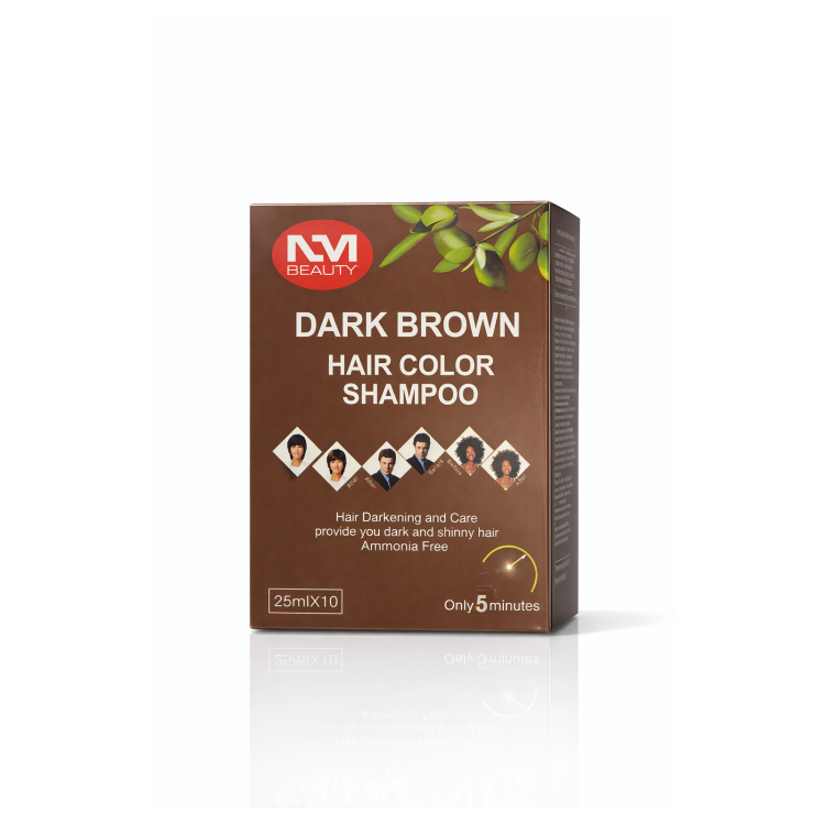 NM BEAUTY DARK BROWN HAIR COLOR SHAMPOO – 25ML x 10