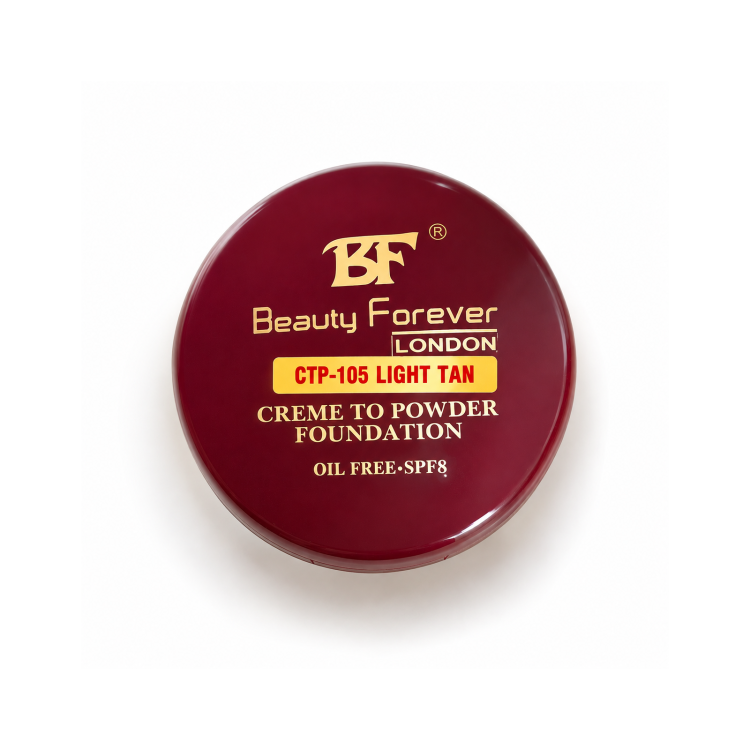 BF BEAUTY FOREVER LONDON CREME TO POWDER FOUNDATION OIL FREE SPF 8 CTP-105 LIGHT TAN