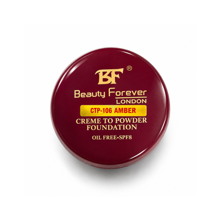 BF BEAUTY FOREVER LONDON CREME TO POWDER FOUNDATION OIL FREE SPF 8 CTP-106 AMBER