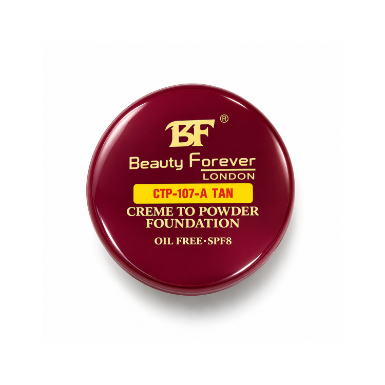 BF BEAUTY FOREVER LONDON CREME TO POWDER FOUNDATION OIL FREE SPF 8 CTP-107 A TAN