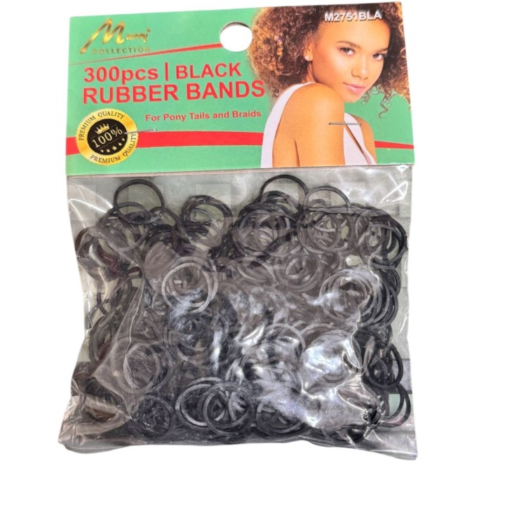 Black Invisible Hair Elastics (300 Pack)