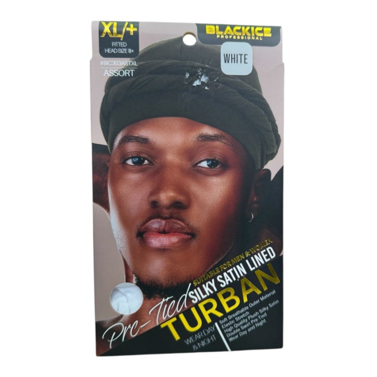 BlackIce Pre-Tied Silky Satin Lined Turban