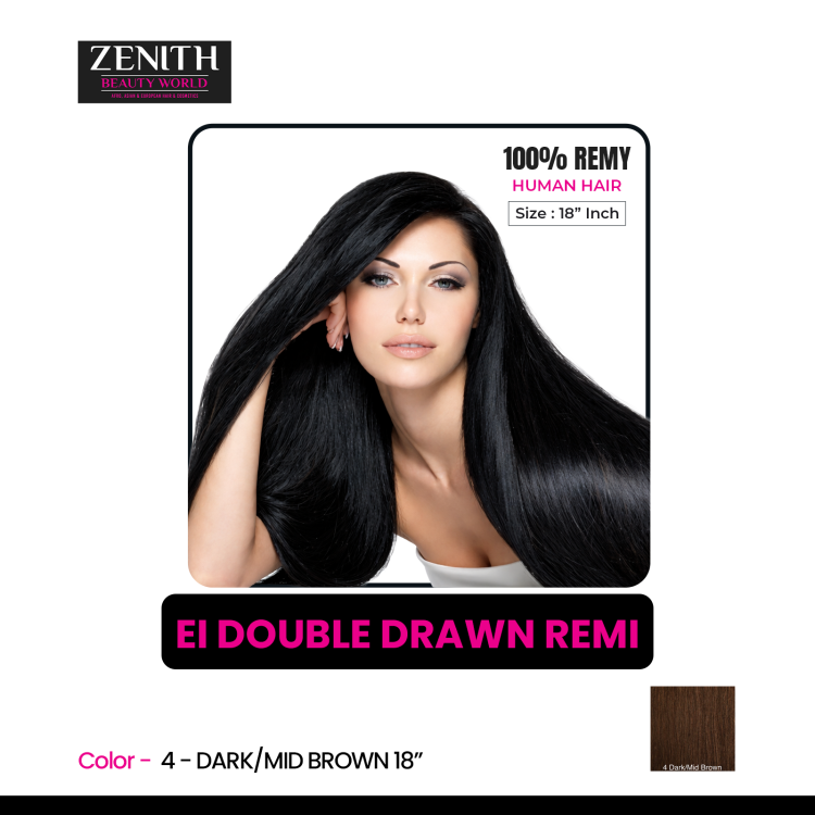 EI DOUBLE DRAWN LUMIERE REMI HAIR- 4 - DARK/MID BROWN 18