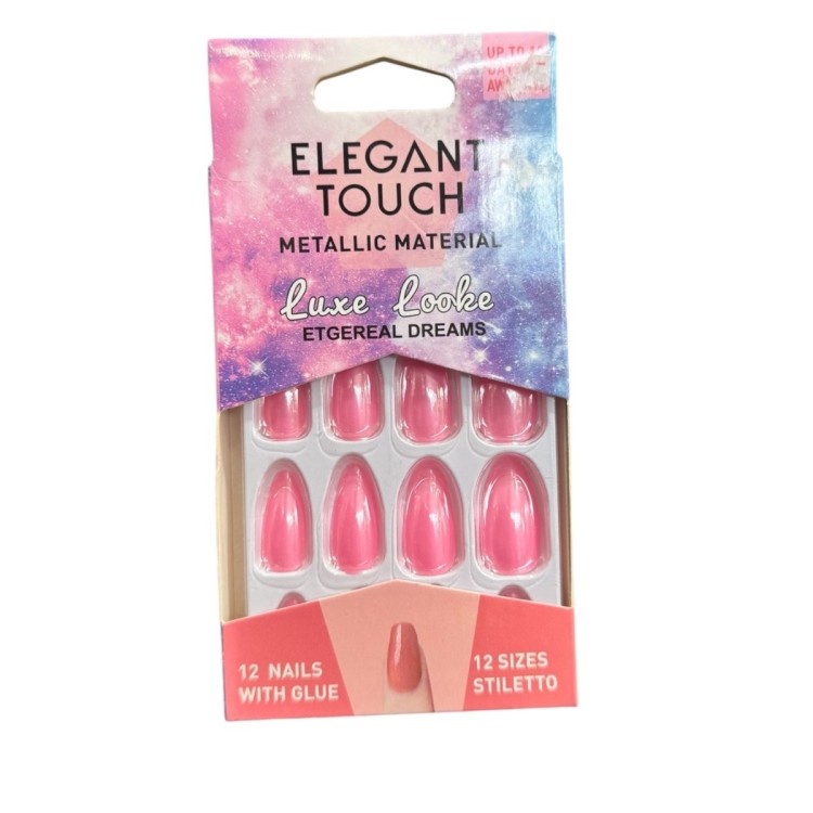 Elegant Touch Metallic Material 12 Nails with Glue 