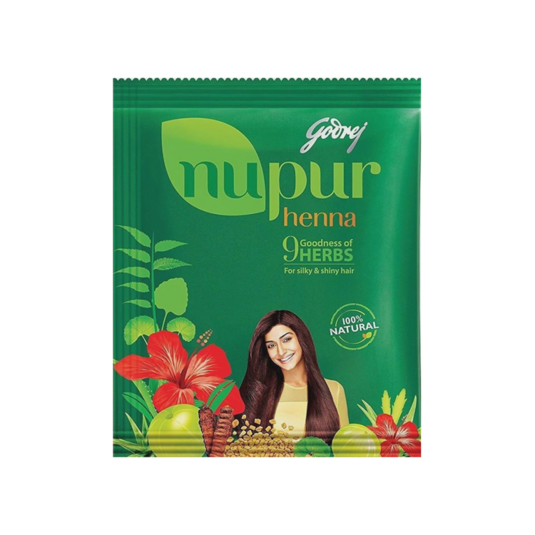 GODREJ NUPUR HENNA 100% HERBAL HAIR COLOR POWDER 120G NATURAL