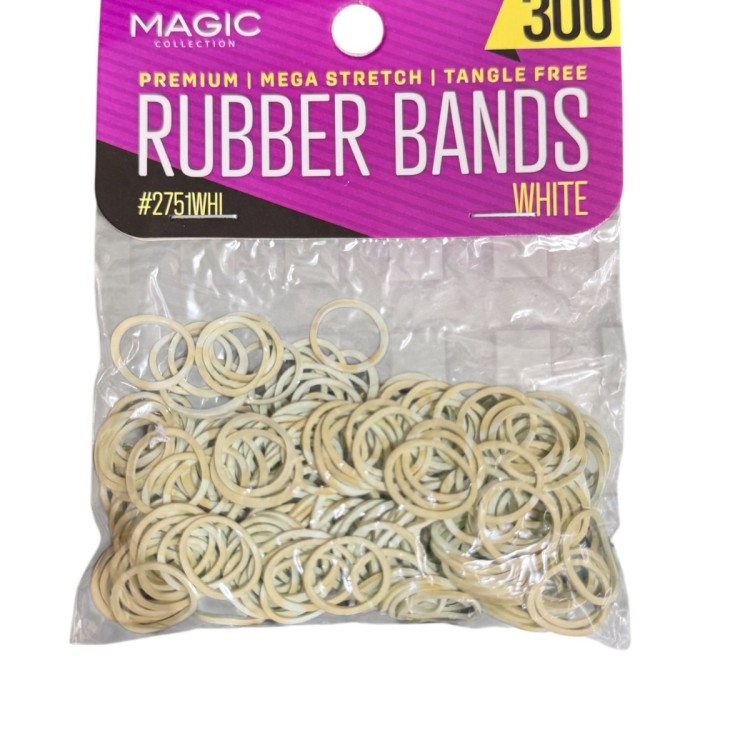 Magic Collection White Invisible Hair Elastics (300 Pack)