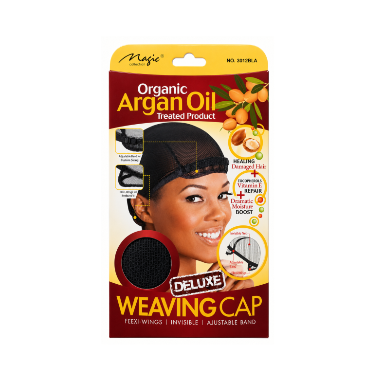 Magic Collection Organic Argan Oil Treated Deluxe Weaving Cap Black