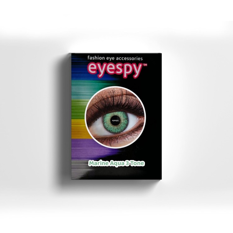 Marine Aqua 3-Tone Lenses with Eyecasions Multi-Purpose Solution & Storage Case