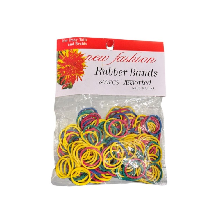New Fashion Assorted Colour Hair Rubber Bands (300 Pcs)