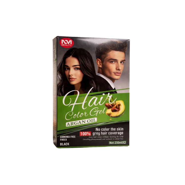 NM BEAUTY HAIR COLOR GEL ARGAN OIL AMMONIA FREE UNISEX BLACK