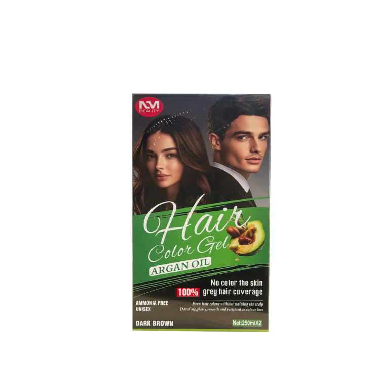 NM BEAUTY HAIR COLOR GEL ARGAN OIL AMMONIA FREE UNISEX DARK BROWN