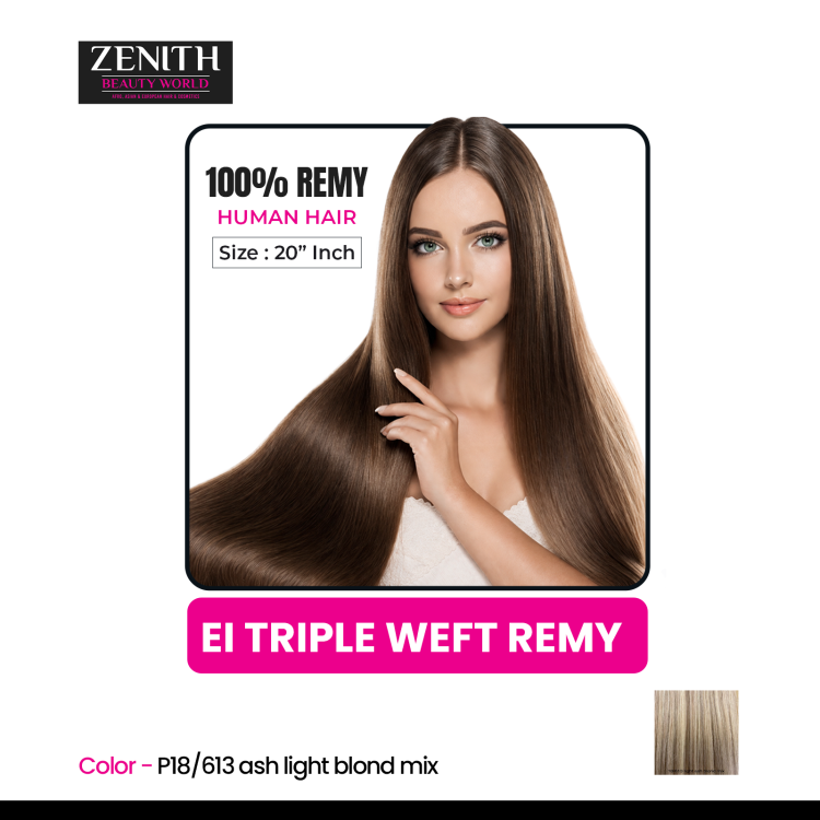  EI TRIPLE WEFT REMY - P18/613 ASH LIGHT BLONDE MIX 20