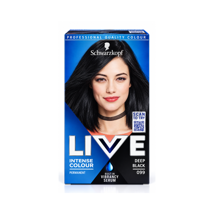 SCHWARZKOPF LIVE INTENSE COLOUR DEEP BLACK PERMANENT HAIR DYE 099