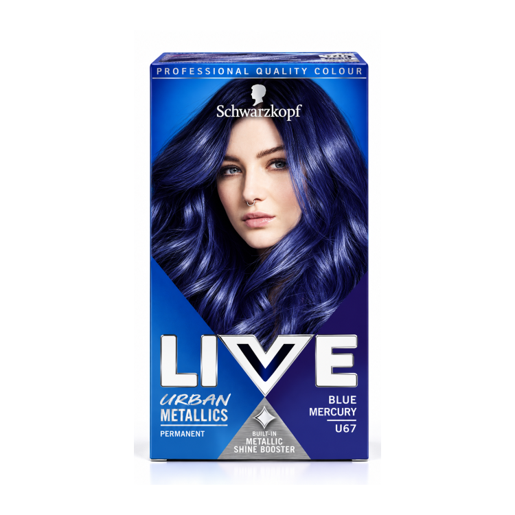 SCHWARZKOPF LIVE URBAN METALLICS VIBRANT, LONG LASTING, PERMANENT BLUE HAIR DYE U67