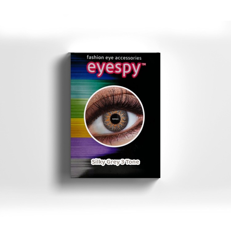 Silky Grey 3-Tone Lenses with Eyecasions Multi-Purpose Solution & Storage Case