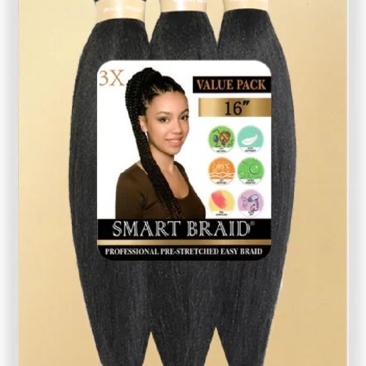 Smart Braid 3X Pre-stretched Hair 16# 1B