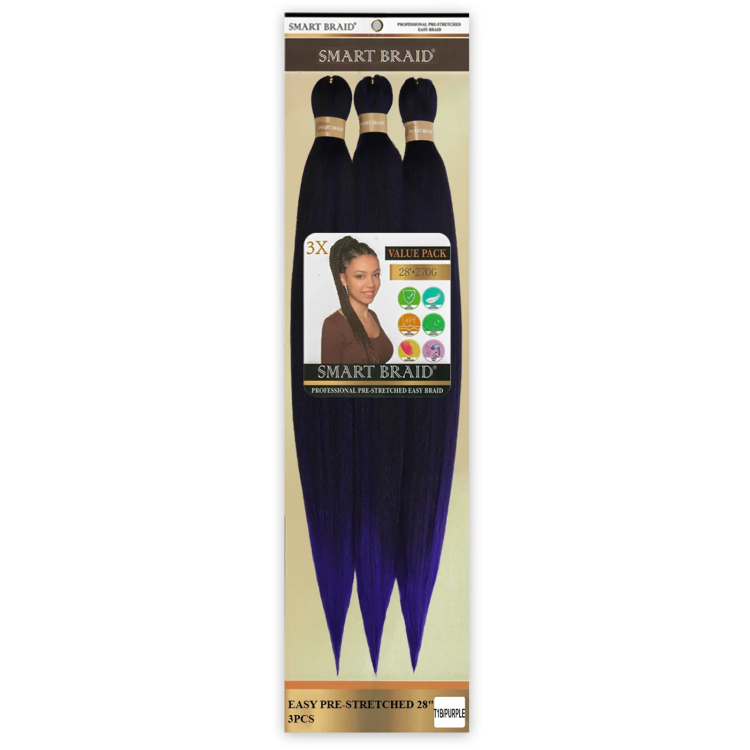 Smart Braid Pre-Stretched 3X PACK 28” - COLOR T1 PURPLE