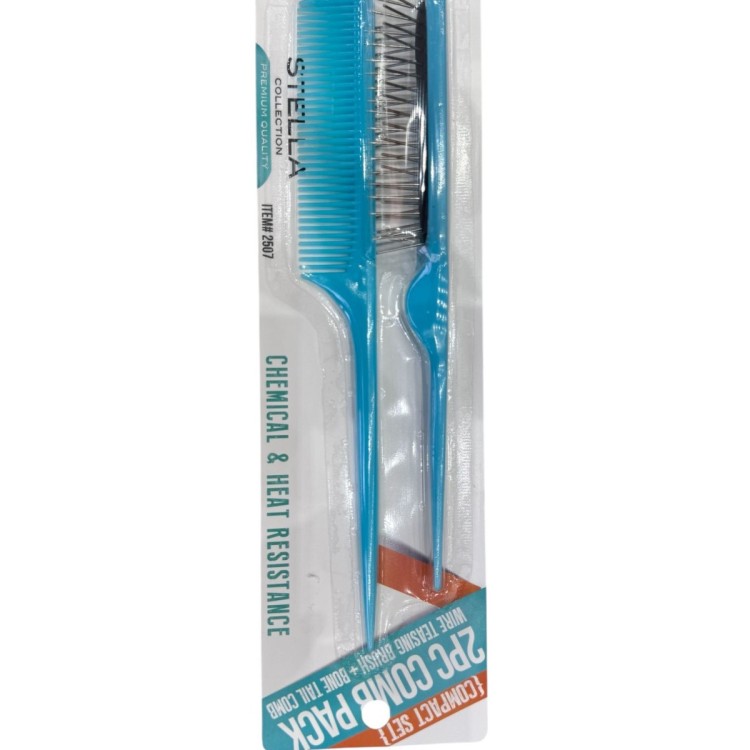 Stella Professional Volume & Precision Set (Wire Teasing Brush + Bone Tail Comb)