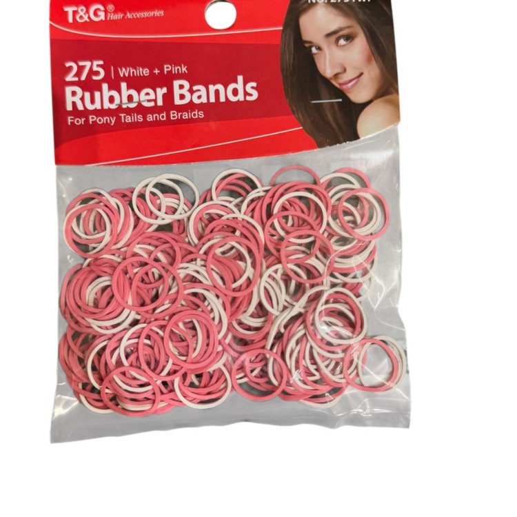 T&G White & Pink Hair Elastics (275 Pack)