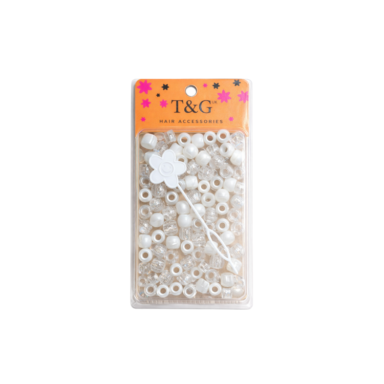 T&G HAIR BEADS- WHITE