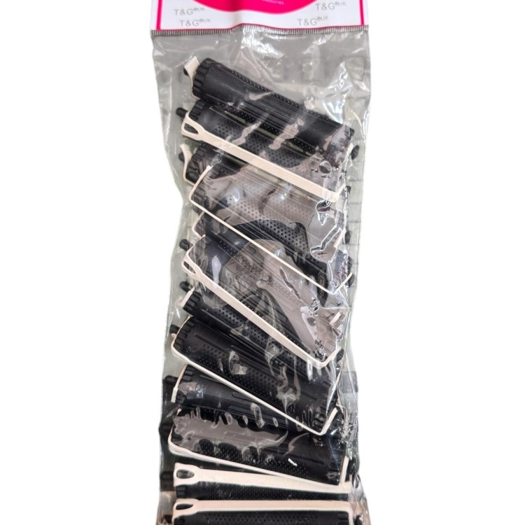 T&G Black Sponge Hair Curlers with Clip Closure