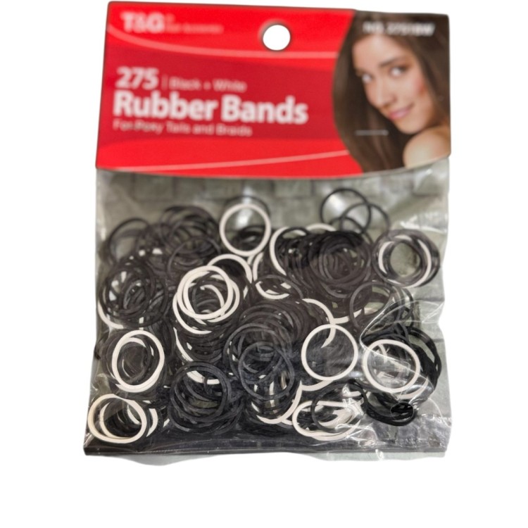 T&G Black & White Invisible Hair Elastics (275 Pack)
