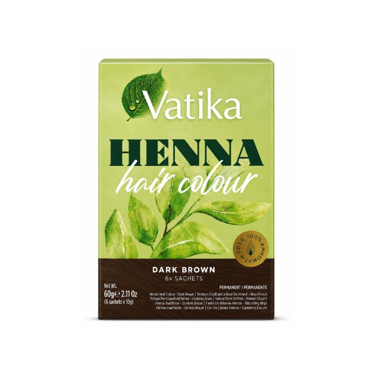 VATIKA HENNA COLOR DARK BROWN 6X SACHETS 2.11oz