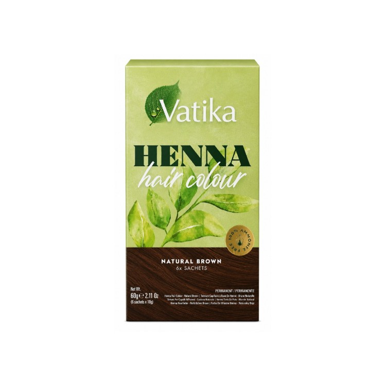 VATIKA HENNA COLOR NATURAL BROWN 6X SACHETS 2.11OZ