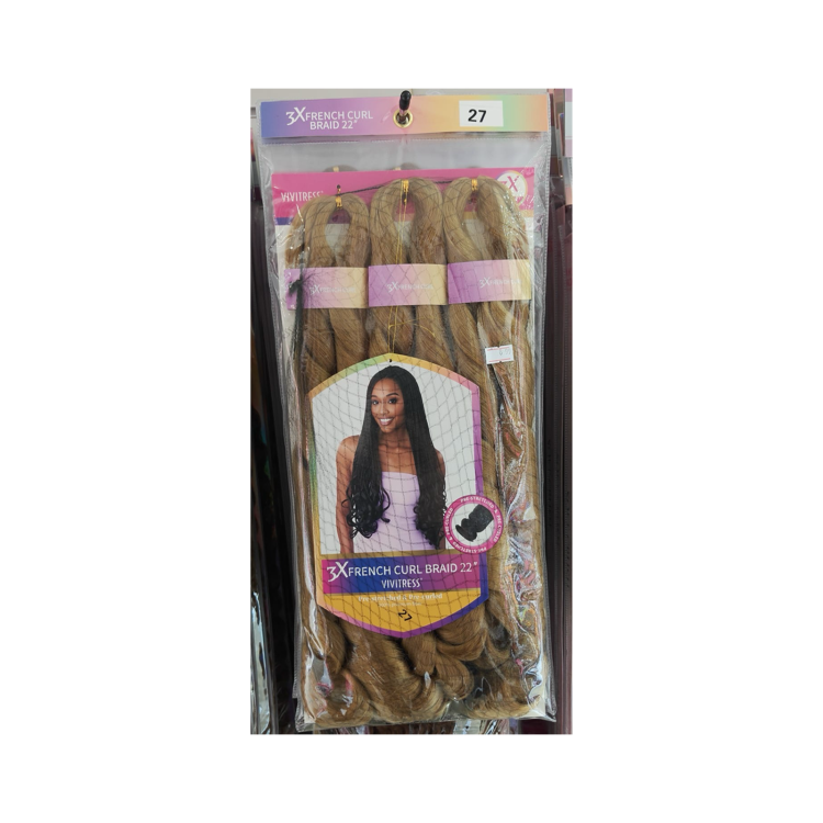 VIVTRESS 3X FRENCH CURL BRAID 22 ,CLR 27