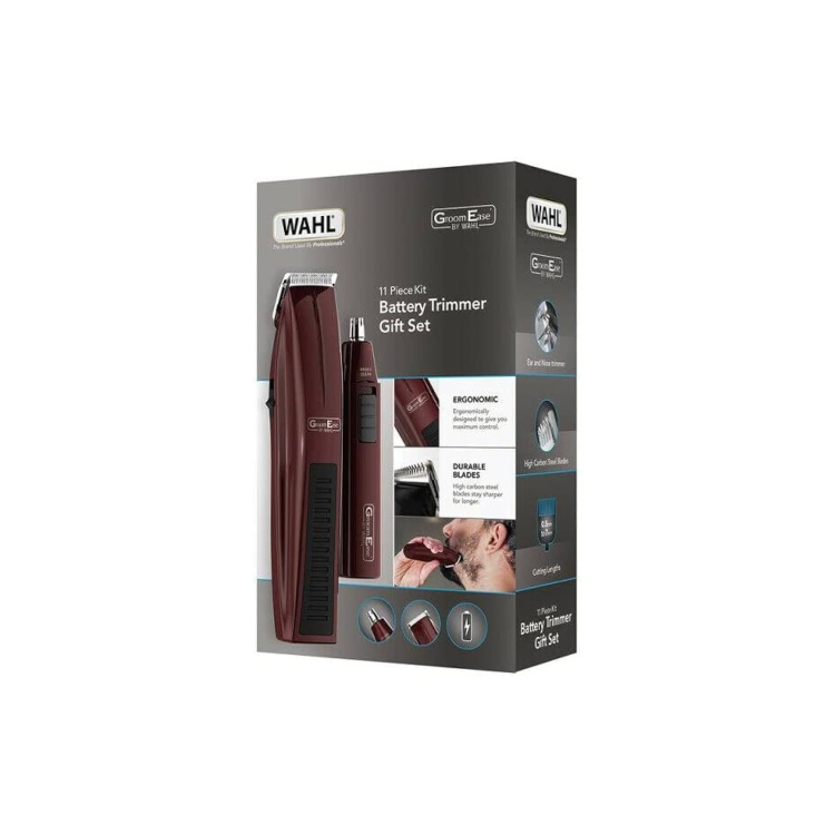 WAHL GroomEase Battery Beard & Personal Trimmer Gift Set - Burgundy