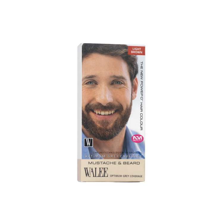 Walee Optimum Grey Coverage Mustache &Beard  Light Brown