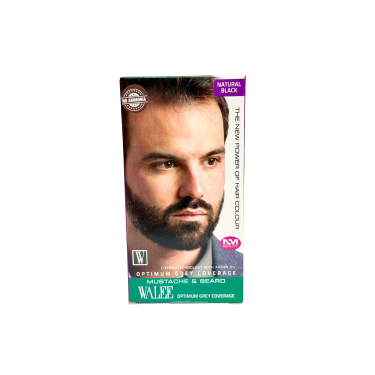 Walee Optimum Grey Coverage Mustache &Beard  Natural Black